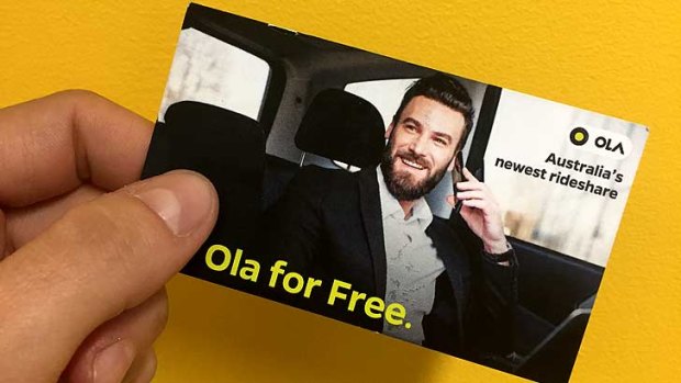Ola is handing out trial cards to passengers in Perth.