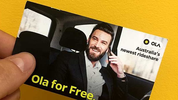 Ola is handing out trial cards to passengers in Perth.