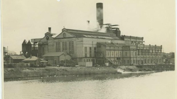 An historic photograph of the East Perth power station site. 