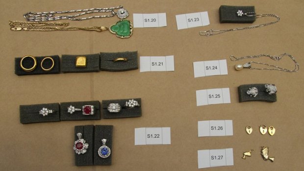 Stolen jewellery recovered from a Brisbane jewellery store.