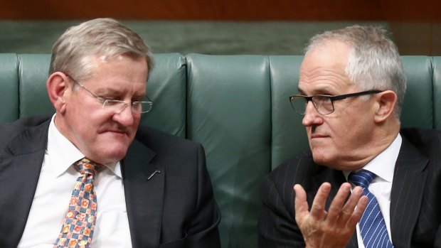 Industry Minister Ian Macfarlane and Communications Minister Malcolm Turnbull during question time on Wednesday.