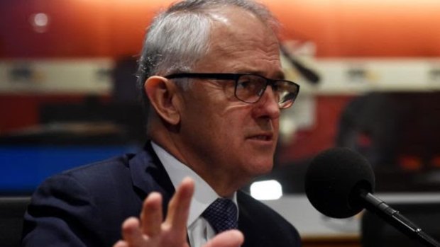 Malcolm Turnbull in the 3AW studios Tuesday morning. 