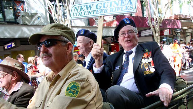 PNG volunteer riflemen John Holland and Kel Williams during the 2009 Anzac Day Parade.