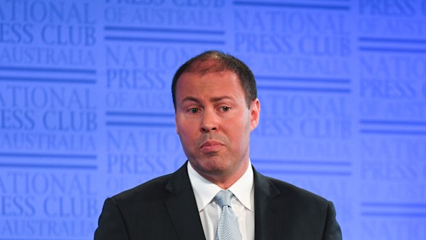 Energy Minister Josh Frydenberg delivers his address to the National Press Club on Wednesday. 