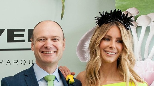 MELBOURNE, AUSTRALIA - NOVEMBER 03:  Richard Umbers and Jenifer Hawkins attend the Myer marquee during Melbourne Cup day at Flemington Racecourse on November 3, 2015 in Melbourne, Australia.  (Photo by Jesse Marlow/Fairfax Media)