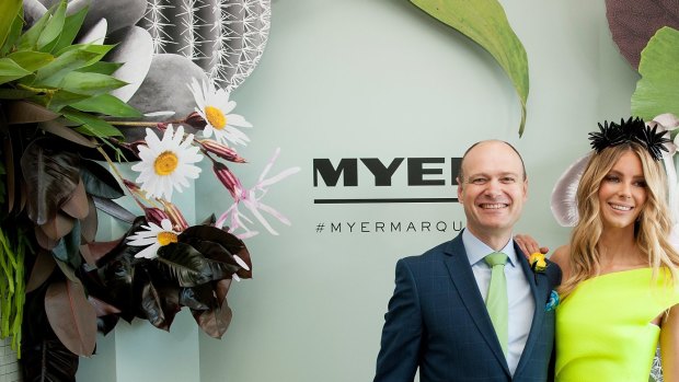 MELBOURNE, AUSTRALIA - NOVEMBER 03:  Richard Umbers and Jenifer Hawkins attend the Myer marquee during Melbourne Cup day at Flemington Racecourse on November 3, 2015 in Melbourne, Australia.  (Photo by Jesse Marlow/Fairfax Media)