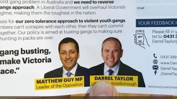 The Liberal Party flyer by Keysborough candidate Darrel Taylor. 
