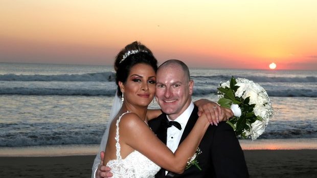 Matt Goland, 38, and Bita Zaeim, 32, after their wedding in Bali.