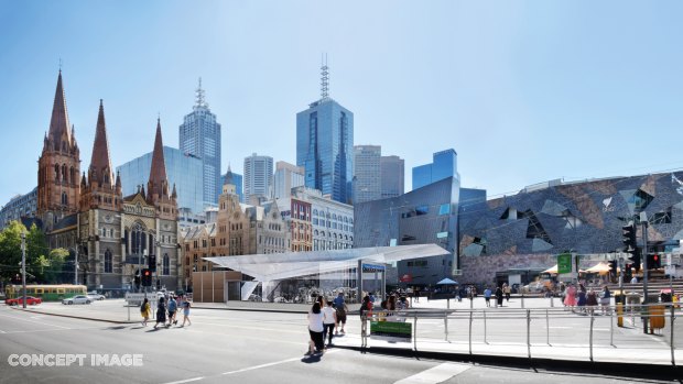 The proposed new design for Town Hall station at Federation Square.