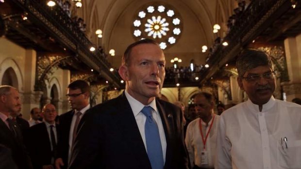 Prime Minister Tony Abbott visited Mumbai University. Photo: Andrew Meares