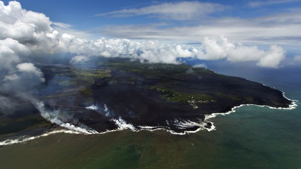 Most of the Kapoho area, including rock pools, is now covered in fresh lava.