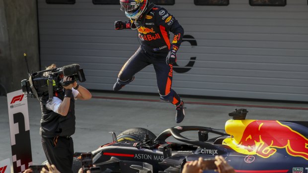 Oh what a feeling: Ricciardo enjoys the moment.