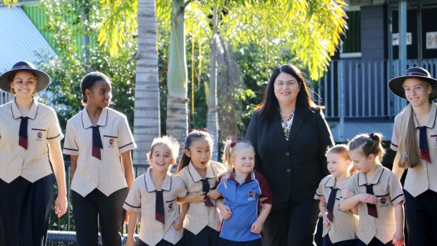 Education Minister Grace Grace unveils the new uniform policy at Stretton State College .