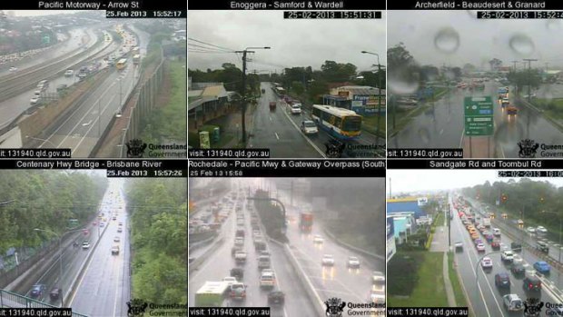 Screen shots from some of traffic cameras around Brisbane indicate a heavy commute this afternoon.