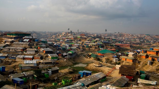 The Kutupalong Rohingya refugee camp in Kutupalong, Bangladesh. 