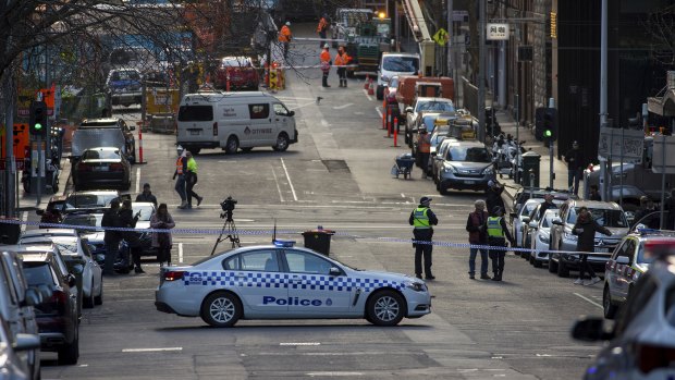 Police blocked off A'Beckett Street after the teenager's body was found. It was reopened around 10.30am.