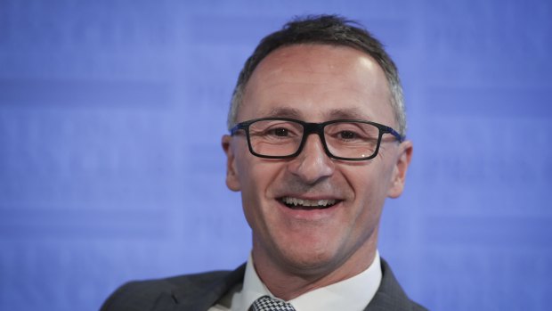 Richard di Natale addressing the National Press Club yesterday.