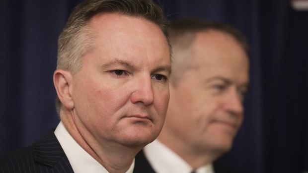 Shadow treasurer Chris Bowen, with Opposition Leader Bill Shorten.