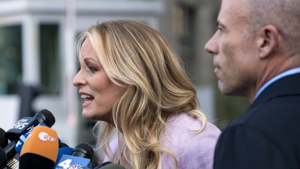 Adult film actress Stormy Daniels outside federal court.