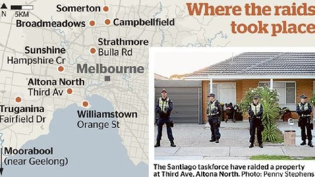 The sites of this morning's massive police raids.