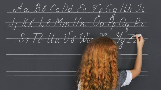 There has been a decline in the number of children
able to write in cursive script.