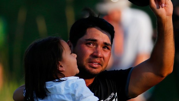 Emotional: Jason Day reacts after his PGA Championship victory in Wisconsin.