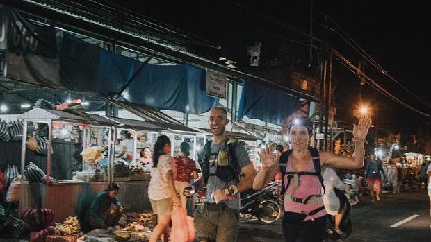 Michelle and Wayne run through Bali in the early, early morning.