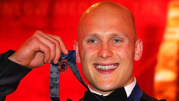 Worthy winner ...  Gary Ablett poses with his second Brownlow Medal.