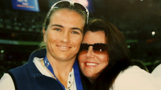 Helen and partner Belinda Davies at the Australian Open.