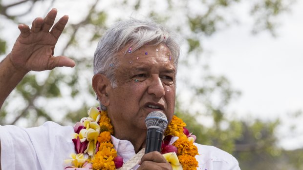 Andres Manuel Lopez Obrador, presidential candidate of the National Regeneration Movement Party (MORENA).