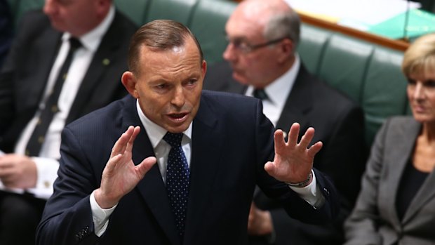 Prime Minister Tony Abbott during question time  on Tuesday.