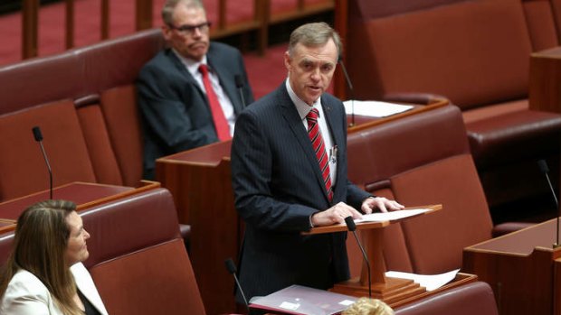 Senator Chris Ketter delivers his first speech in the Senate. Photo: Alex Ellinghausen