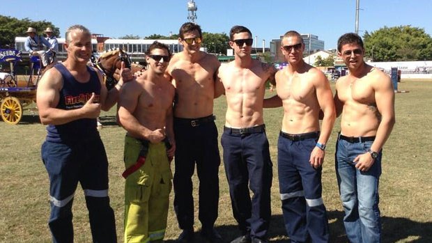 Firefighters pose at the Ekka.