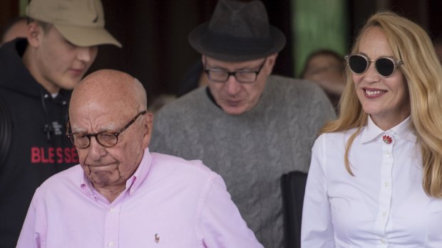 Rupert Murdoch and Jerry Hall arrive for the Allen & Co Media and Technology Conference in Idaho on July 10.