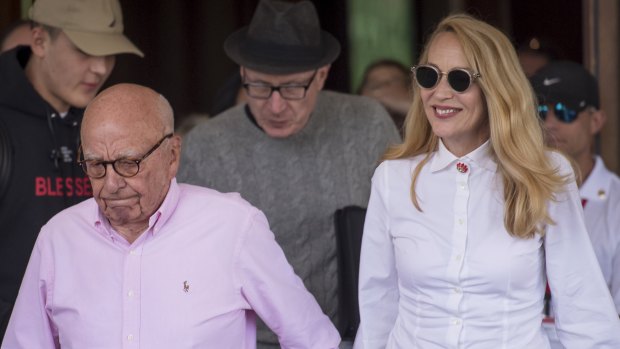 Rupert Murdoch and Jerry Hall arrive for the Allen & Co Media and Technology Conference in Idaho on July 10.