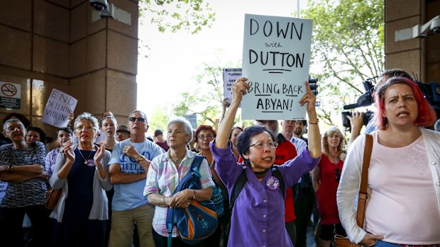 A rally at the Department of Immigration and Citizenship office in 2015,