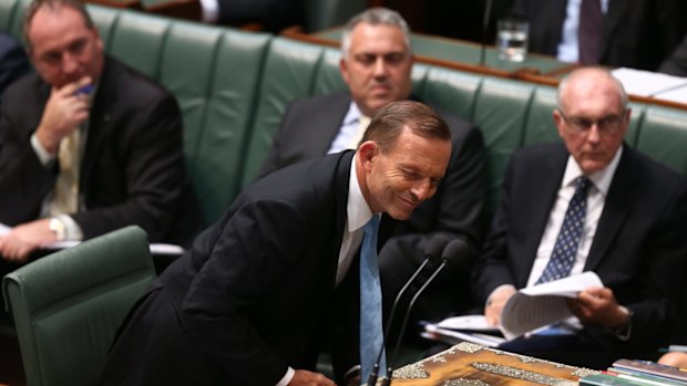 Prime Minister Tony Abbott during question time on Tuesday.