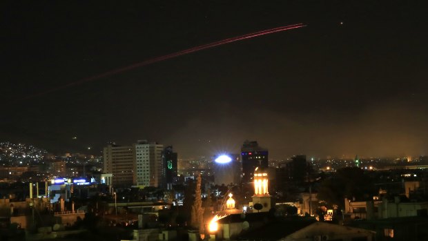 Skies erupt with anti-aircraft fire over Damascus as the US launches an attack on Syria.