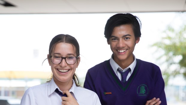 High-achieving students at Brighton Secondary College Rhyana Ishaq and Darcy Vissenjoux support the initiative.