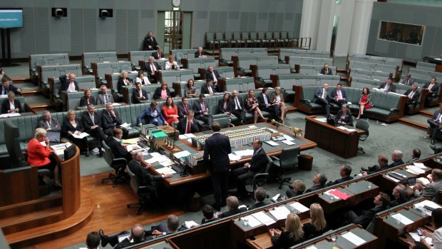 Labor benches after Brownyn Bishop removed 18 MPs during Question Time on Thursday.