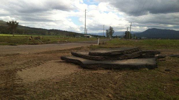 Bitumen piled up on the roadside near Mulgowie.
