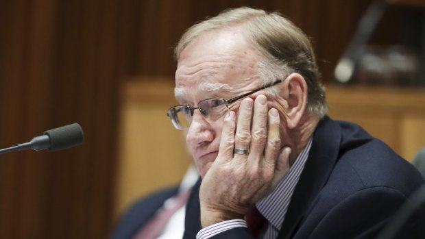 Senator Ian Macdonald during an estimates hearing at Parliament House in Canberra on May 22.