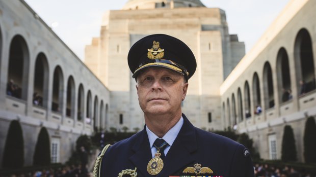 The outgoing chief of the Australian Defence Force, Air Chief Marshal Mark Binskin, at the Australian War Memorial on Thursday.