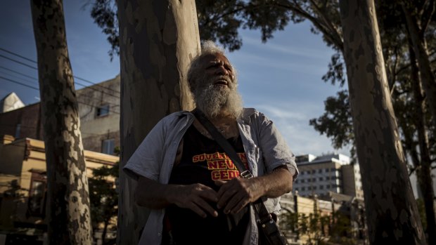 Talgium 'Chocko' Howard Edwards in Atherton Gardens on Sorry Day for the unveiling of a monument to the stolen generation of which he is a part. 