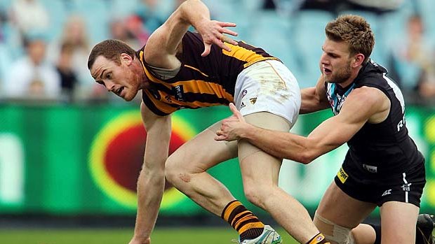 Jarryd Roughead was way too good for Port's defenders, in the air and on the ground.