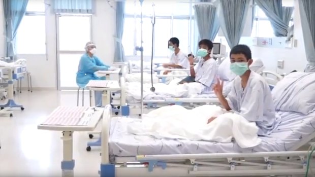The Thai boys recuperating in hospital