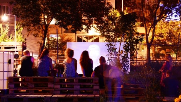 Testing Grounds is a pop-up arts venue on Crown land at the corner of Sturt Street and City Road.