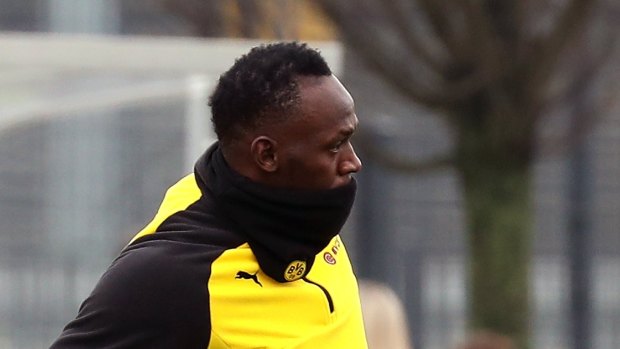 Staying fit: Usain Bolt has trained with the likes of Bundesliga giants Borussia Dortmund.