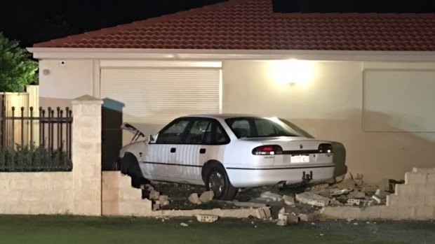 The residents were home at the time to Toyoto crashed into the front wall.