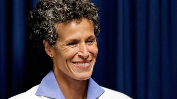 Bill Cosby accuser Andrea Constand smiles after Cosby was found guilty in his sexual assault retrial.